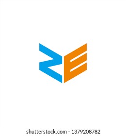 ZE Logo Letter Initial With Blue and Orange Colors