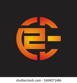 ZE Logo monogram with cutting line style isolated on colors