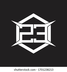 Monograma del logotipo ZE con hexágono y plantilla de diseño de forma de cuatro ejes