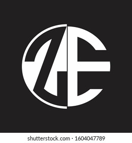 ZE Logo monogram with Negative space style design tempate