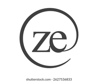 ZE logo from two letter with circle shape email sign style. Z and E round logotype of business company for brand identity.