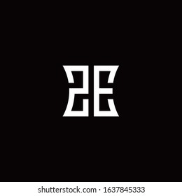 ZE monogram logo with curved side style design template