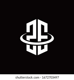 ZE monogram logo in a hexagon style and surrounded by a ring