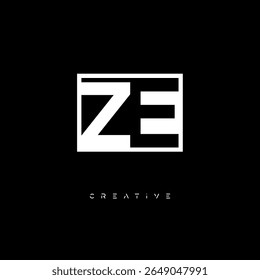ZE Negative Space Monogram – Minimalist Black and White Letter mark Logo for Creative Branding, Fashion Identity and Modern Design Concepts
