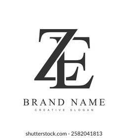 ZE trendy logotype template. Initial letter z and e classic font style. Creative logo for company name or identity. Vector illustration.