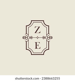 ZE vintage wedding initial logo in high quality professional design that will print well across any print media