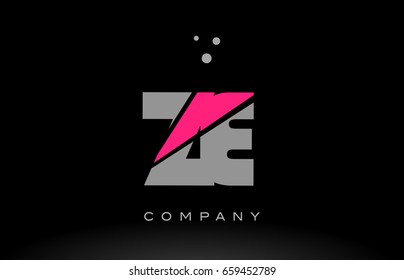ze z e alphabet letter logo pink grey black creative company vector icon design template