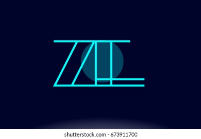 ze z e blue line circle letter logo alphabet creative company vector icon design template