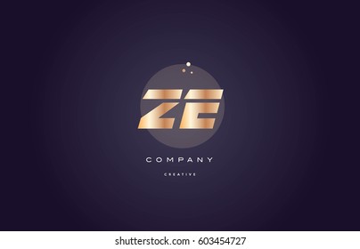 ze z e  gold yellow golden metal metallic bold luxury product modern creative gradient alphabet company logo design vector icon template