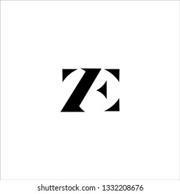 ZE Z E Letter Logo Design in Black Colors