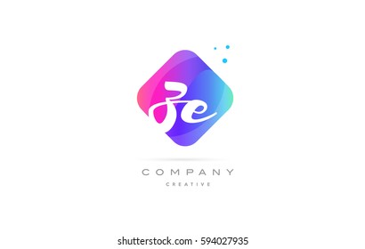 ze z e  pink blue rhombus abstract 3d alphabet company letter text logo hand writting written design vector icon template 