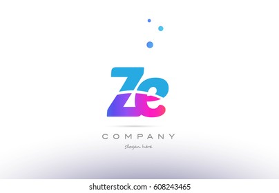 ze z e  pink purple blue white uppercase lowercase modern creative alphabet gradient company letter logo design vector icon template