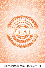 Zeal abstract orange mosaic emblem with background