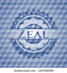 Zeal blue emblem with geometric pattern.