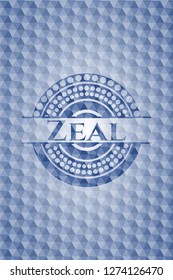 Zeal blue emblem with geometric pattern.