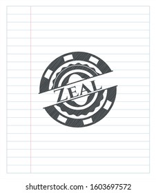 Zeal draw with pencil effect. Vector Illustration. Detailed.
