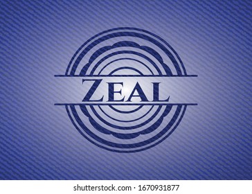 Zeal jean or denim emblem or badge background. Vector Illustration. Detailed.