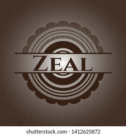 Zeal wood emblem. Retro. Vector Illustration.