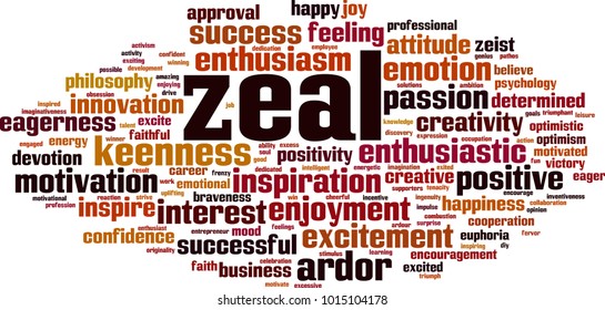 Zeal word cloud concept. Vector illustration