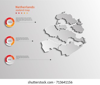 zealand zeeland map, Netherlands provinces map with infographic background , Middelburg 3d effect with shadow. 