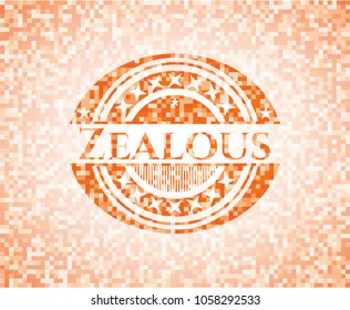 Zealous abstract orange mosaic emblem