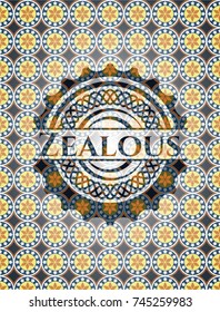 Zealous arabesque style emblem. arabic decoration.