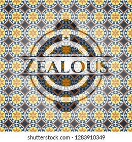 Zealous arabic emblem background. Arabesque decoration.