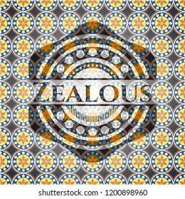 Zealous arabic style emblem. Arabesque decoration.