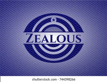 Zealous badge with denim background