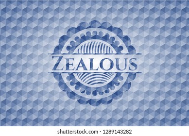 Zealous blue polygonal emblem.