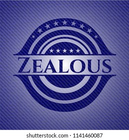 Zealous emblem with jean background