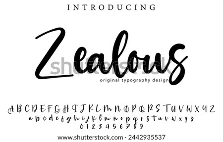 Zealous Font Stylish brush painted an uppercase vector letters, alphabet, typeface