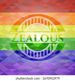 Zealous lgbt colors emblem. Vector Illustration. Mosaic.