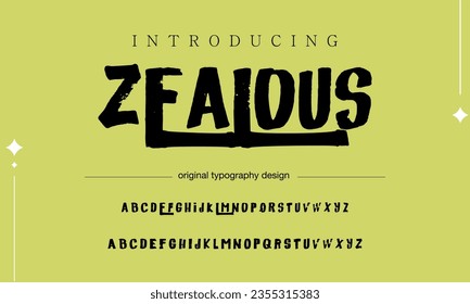Zealous Stylish brush painted an uppercase vector letters, alphabet, typeface.