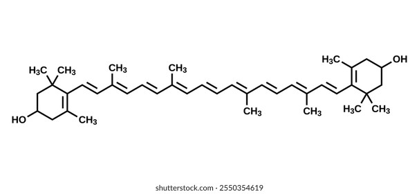 Zeaxanthin structural formula, vector illustration