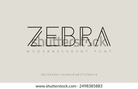  Zebra Abstract minimal modern alphabet fonts. Typography technology vector illustration