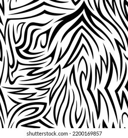 Zebra abstract seamless pattern. Animal skin vector background. Black and white texture