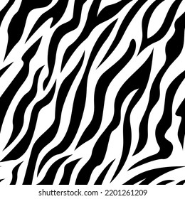 Zebra abstract seamless pattern. Animal skin vector background. Black and white texture