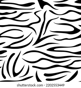 Patrón abstracto de cebra sin fisuras. Fondo vectorial de piel animal. Textura en blanco y negro
