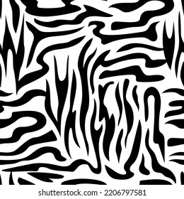 Patrón abstracto de cebra sin fisuras. Fondo vectorial de piel animal. Textura en blanco y negro