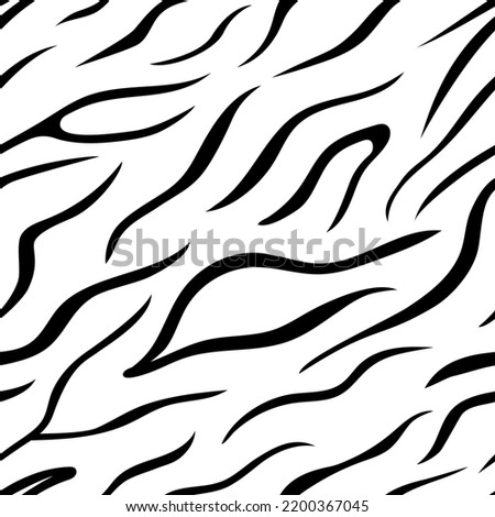 Zebra abstract seamless pattern. Animal skin vector background. Black and white texture