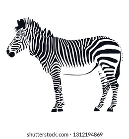 Zebra, African animal. Vector illustration. Black stripes only.