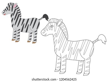 Zebra animal colorful and in black with white colors. Vector illustration.