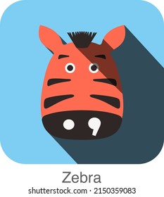 Zebra animal face flat design