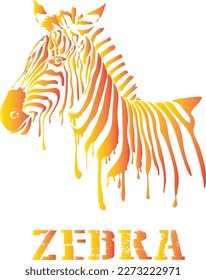 Zebra animal illustration, orange gradient conservation vector, sticker, and tattoo cutting concept