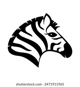Zebra animal illustration, vector logo, black and white stripes Vector illustration