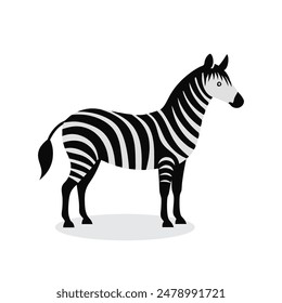 Zebra Animal isolated flat vector illustration on white background