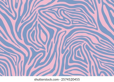 Zebra animal pattern. Organic stripes texture vector natural background. Pink blue colors. Exotic tiger print. Safari stylish pattern. Savannah fashion. Zebra or tiger animal Print. Fabric textiles.