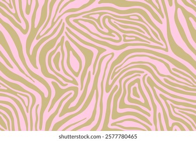 Zebra animal pattern. Organic stripes texture vector natural background. Pink gold colors. Exotic tiger print. Safari stylish pattern. Savannah fashion. Zebra or tiger animal Print. Fabric textiles.