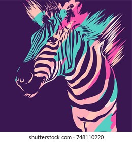 Zebra animal, vector, illustration, fashion zebra face,